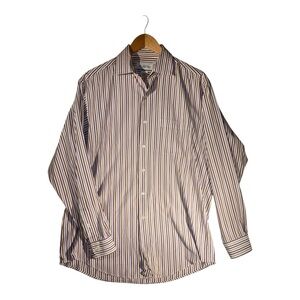 Brooks Brothers OCBD Oxford Button Down Shirt Men 16-34/35 Purple Brown Striped